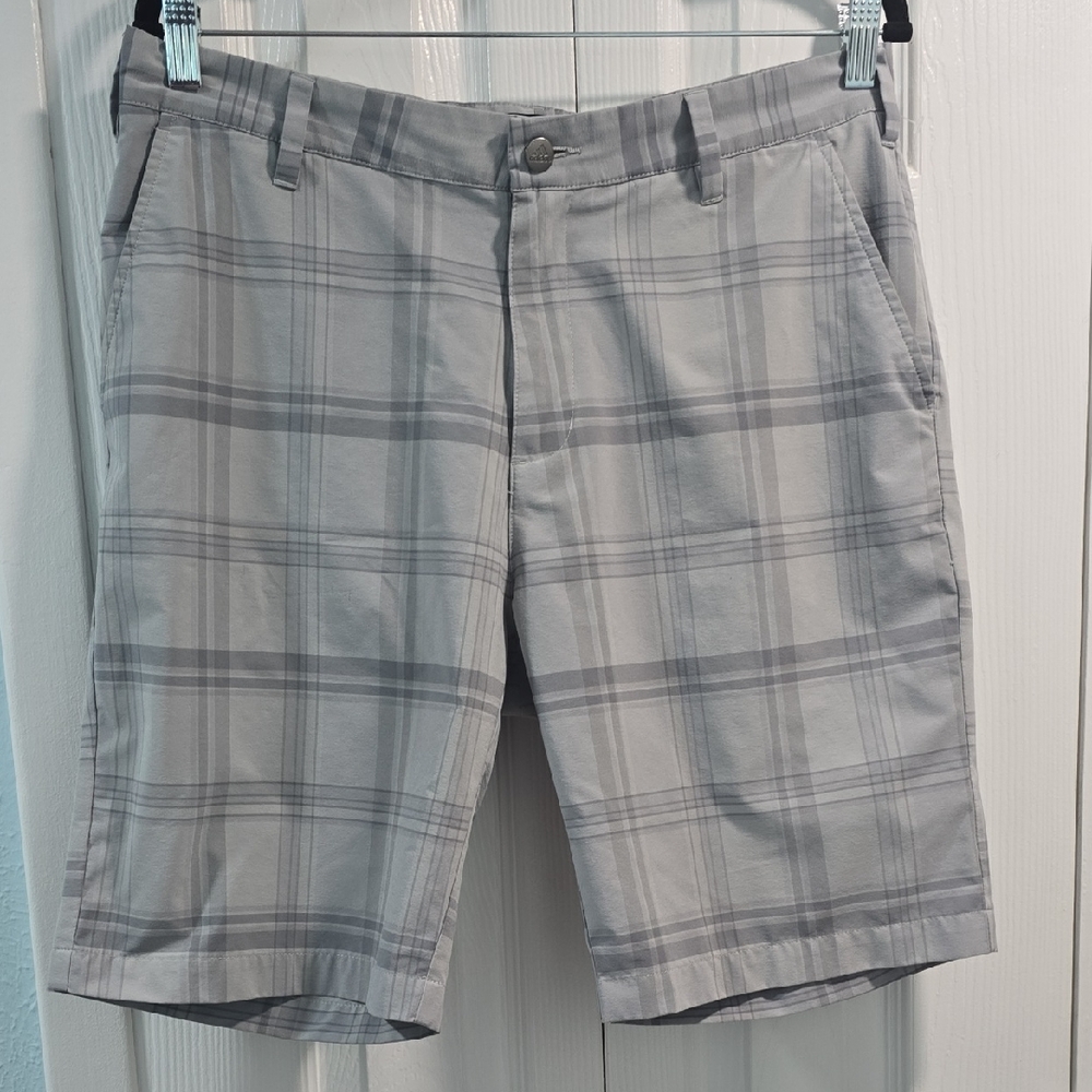 adidas Men's Light Gray Checkered Shorts